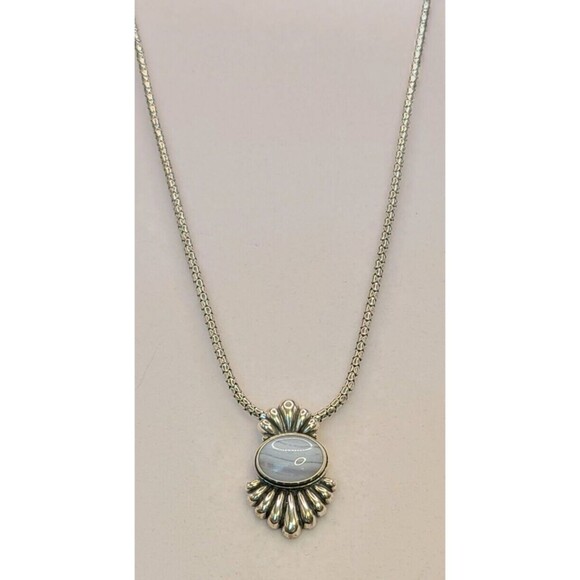 Carolyn Pollack Jewelry - Carolyn Pollack Sterling Silver Blue Lace Agate W/Milor Italian Chain 18"